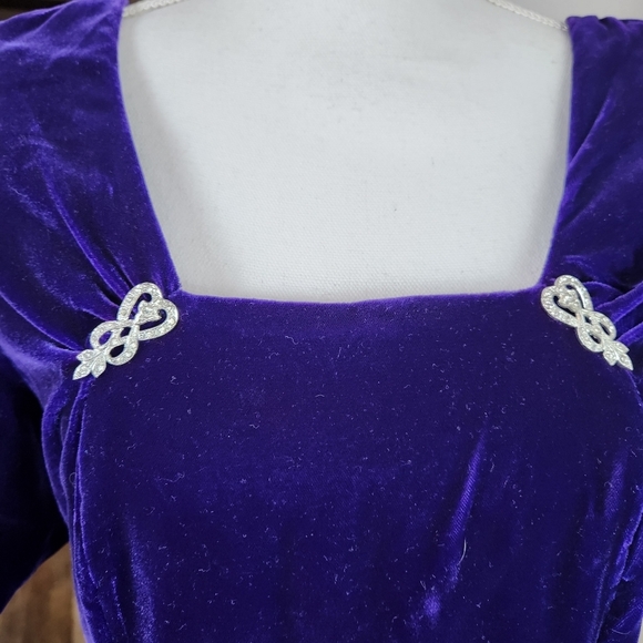 Cachet By Bari Protas Vintage Velvet Dress Purple With Shoulder Pads - Picture 4 of 10